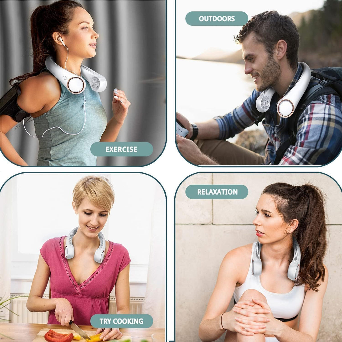 Portable Neck Fan With 3 Speeds and 360° Cooling